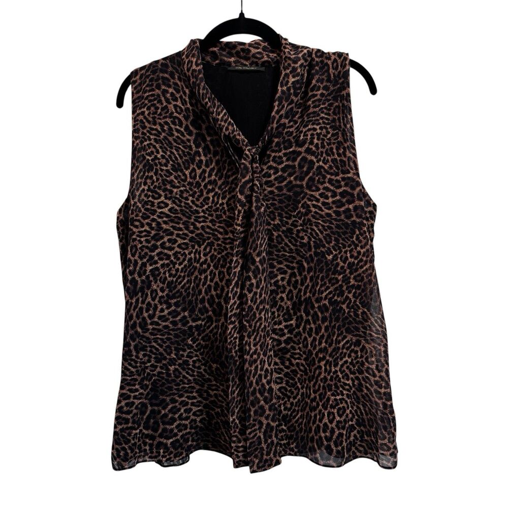 Kobi Halperin Sienna Blouse Size Medium Lu Cacao Leopard Animal Print NWT Bow